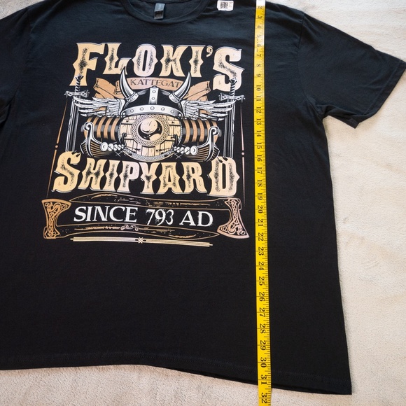 Flokis Shipyard Kattegat Norse Mythology Men’s XXL 2XL Black Viking Graphic Tee - Picture 12 of 12